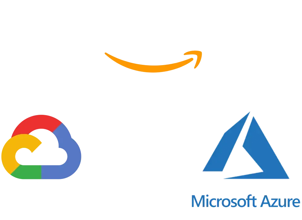 Google clound , Microsoft azure and aws clouds logos 